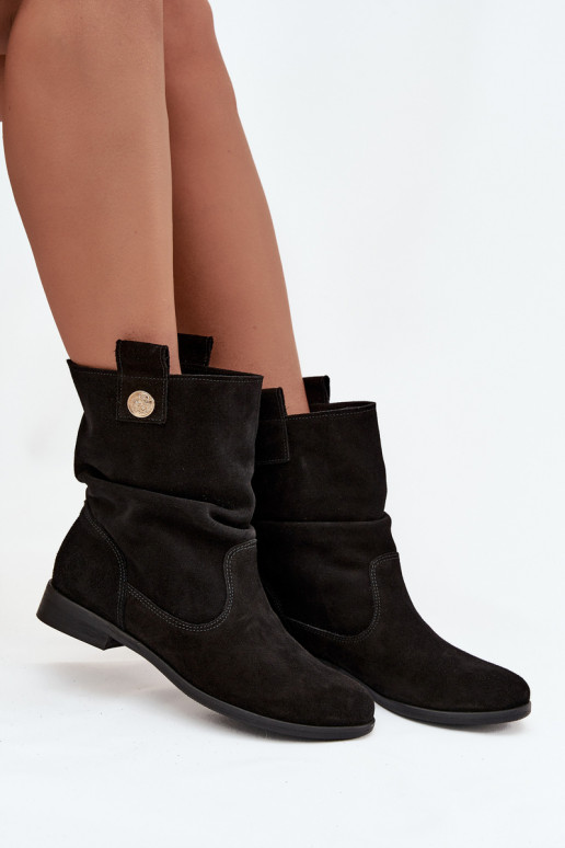 Oda Zomšiniai batai Moteriškas Su raukiniais pašiltinti Zazoo 4210 juodos spalvos Oda Zomšiniai batai Moteriškas Su raukiniais pašiltinti Zazoo 4210 juodos spalvos