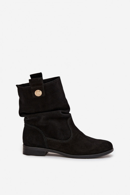 Oda Zomšiniai batai Moteriškas Su raukiniais pašiltinti Zazoo 4210 juodos spalvos Oda Zomšiniai batai Moteriškas Su raukiniais pašiltinti Zazoo 4210 juodos spalvos