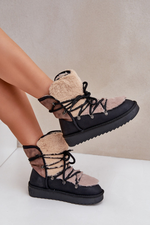 sniego batai Moteriškas su kailiuku D.Franklin DFSH370012 juodos spalvos