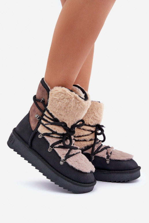 sniego batai Moteriškas su kailiuku D.Franklin DFSH370012 juodos spalvos