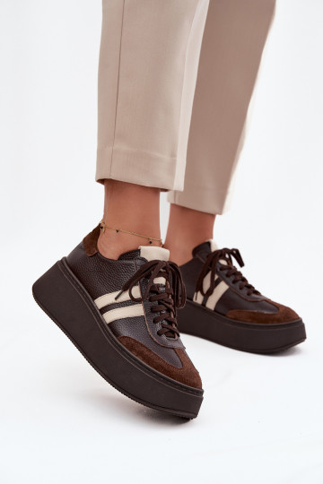 Oda Sneakers modelio batai Moteriškas su platforma Zazoo 3775 CzekoladoĮe
