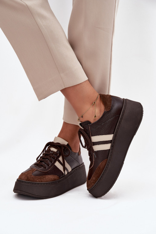 Oda Sneakers modelio batai Moteriškas su platforma Zazoo 3775 CzekoladoĮe