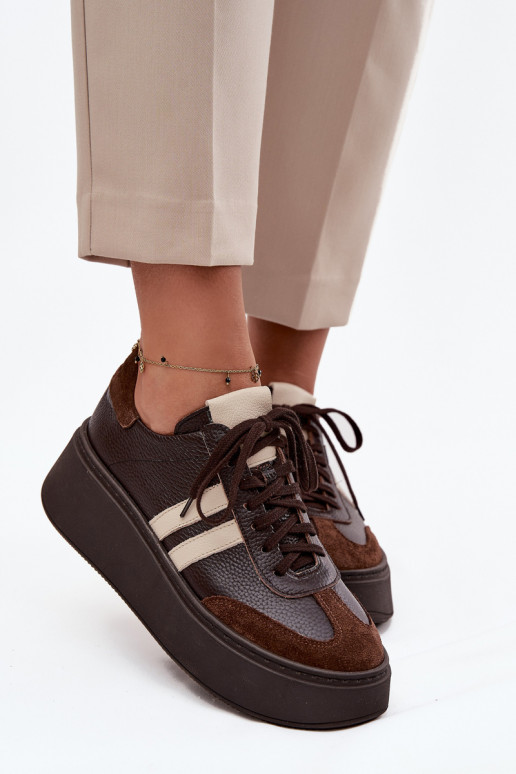 Oda Sneakers modelio batai Moteriškas su platforma Zazoo 3775 CzekoladoĮe