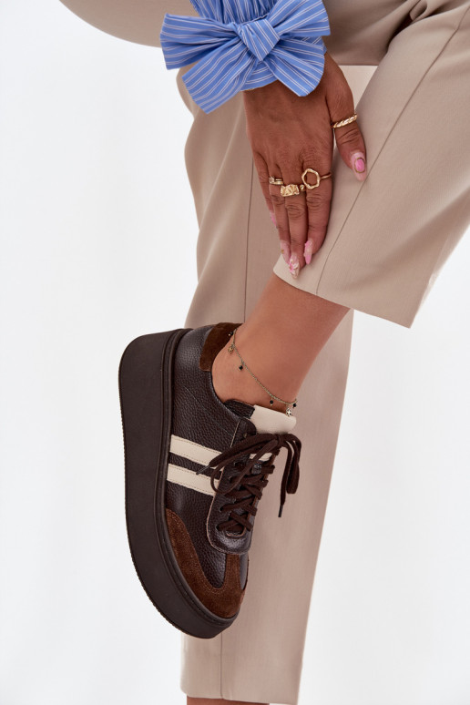 Oda Sneakers modelio batai Moteriškas su platforma Zazoo 3775 CzekoladoĮe