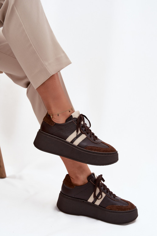 Oda Sneakers modelio batai Moteriškas su platforma Zazoo 3775 CzekoladoĮe