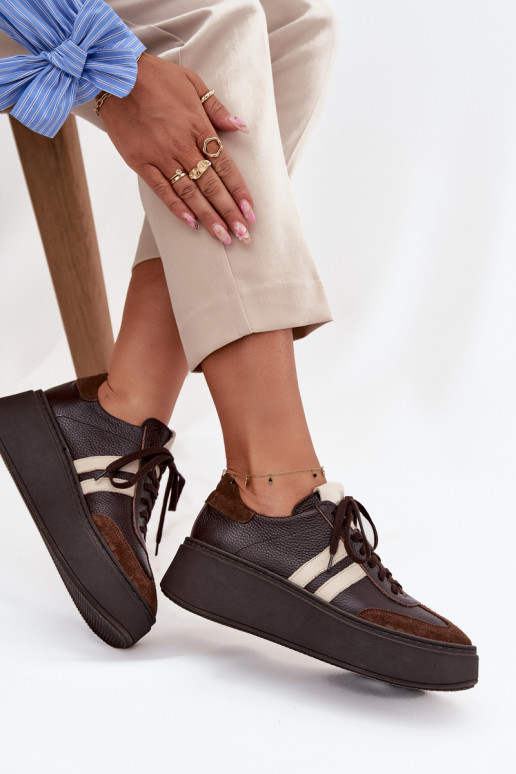 Oda Sneakers modelio batai Moteriškas su platforma Zazoo 3775 CzekoladoĮe