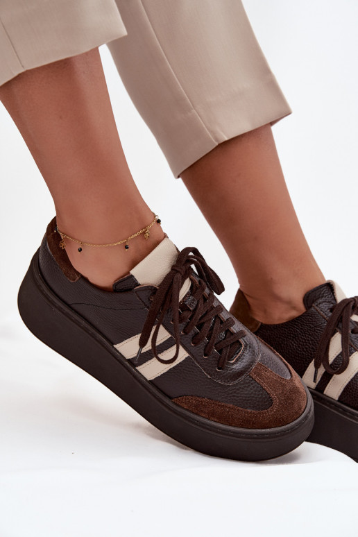 Oda Sneakers modelio batai Moteriškas su platforma Zazoo 3775 CzekoladoĮe