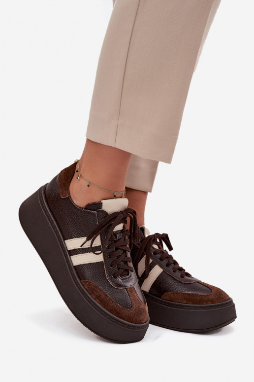 Oda Sneakers modelio batai Moteriškas su platforma Zazoo 3775 CzekoladoĮe