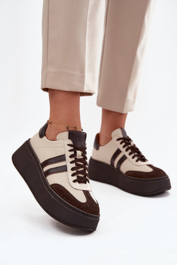 Oda Sneakers modelio batai Moteriškas su platforma Zazoo 3775 smėlio spalvos-CzekoladoĮe 2