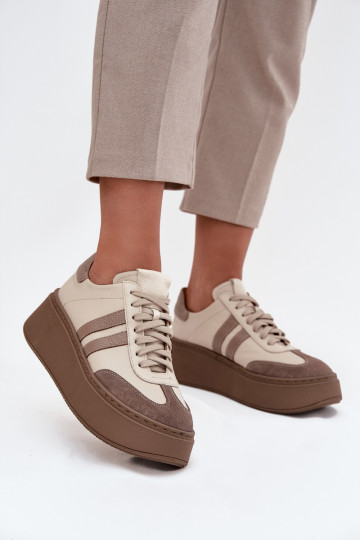 Oda Sneakers modelio batai Moteriškas su platforma Zazoo 3775 smėlio spalvos 2