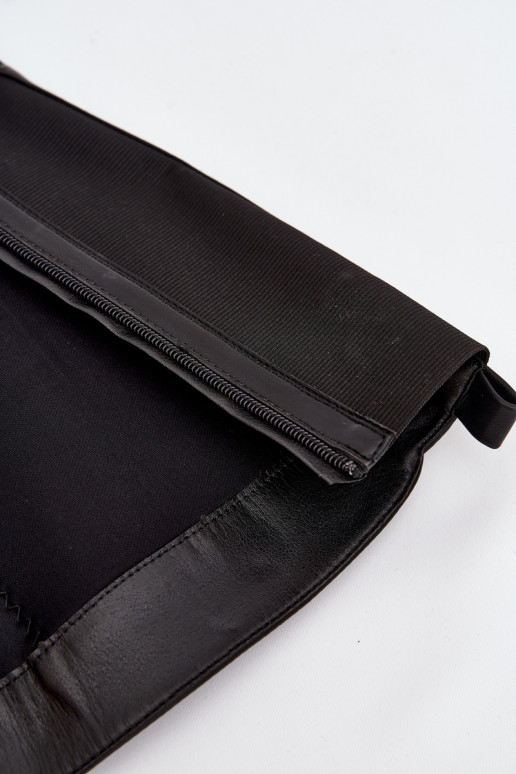 Moteriški ilgaauliai batai iki kelių su kulniukais, eko odos, juodos spalvos Thalina