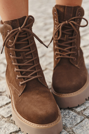 Zomšiniai moteriški auliniai batai su raišteliais Big Star SS274792 rudos spalvos 2