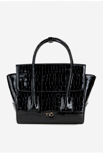 Nedidelė rankinė bagažinė su įspaustu raštu NOBO BAG5800-M20 juoda