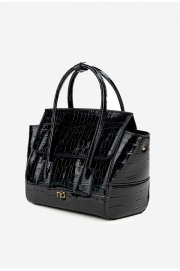Nedidelė rankinė bagažinė su įspaustu raštu NOBO BAG5800-M20 juoda 2