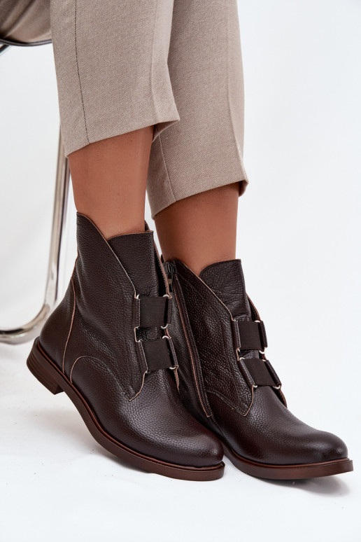 Moteriški aulinukaisuĮjungtaturalnej Skóry su plačiais kulniukais Zazoo 3842 CzekoladoĮe