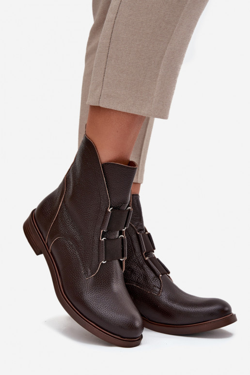 Moteriški aulinukaisuĮjungtaturalnej Skóry su plačiais kulniukais Zazoo 3842 CzekoladoĮe