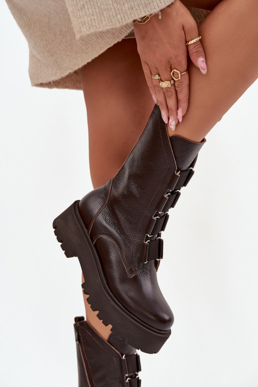 Moteriški aulinukaisuĮjungtaturalnej Skóry su platforma Zazoo 3795 CzekoladoĮe