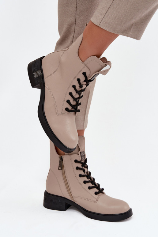 Oda Moteriški aulinukai Ant žemo kulno Vinceza 66818 smėlio spalvos