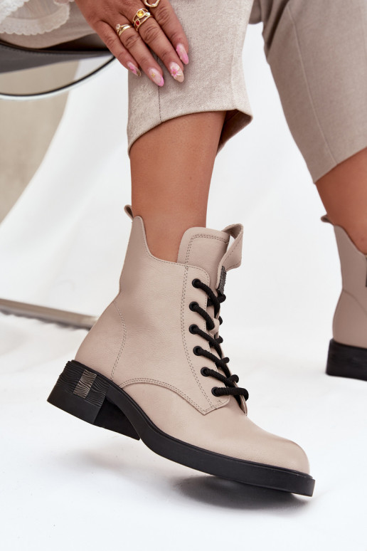 Oda Moteriški aulinukai Ant žemo kulno Vinceza 66818 smėlio spalvos