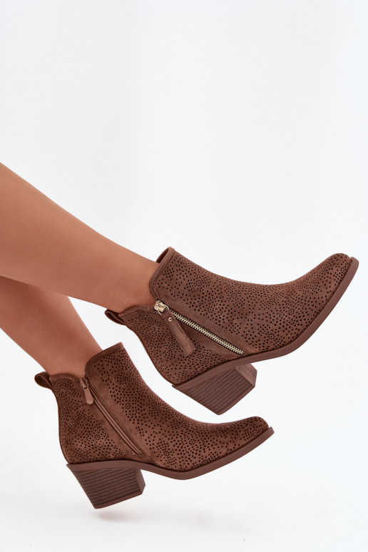 kaubojiško stiliaus aulinukai Moteriškas su kulniukais S.Barski HY52-538 rudos spalvos