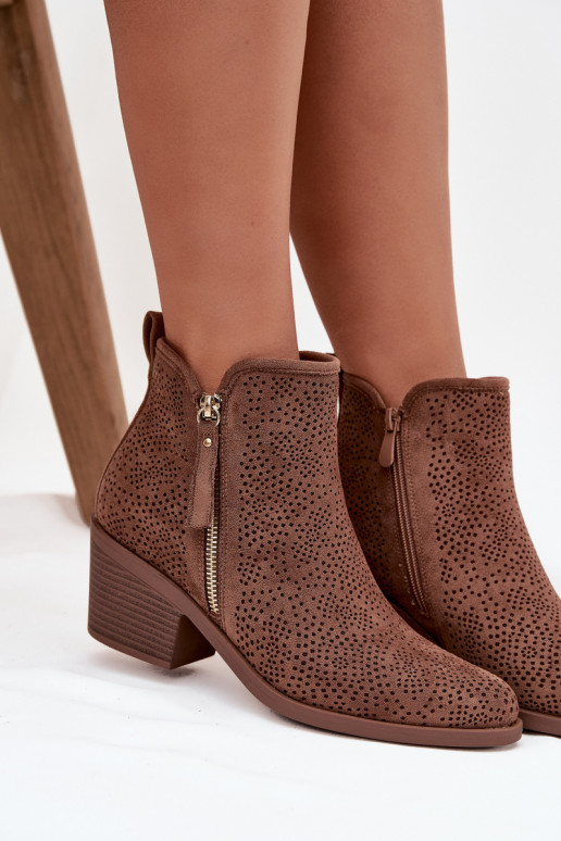 kaubojiško stiliaus aulinukai Moteriškas su kulniukais S.Barski HY52-538 rudos spalvos