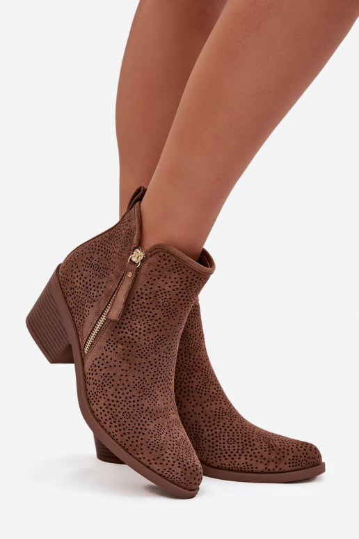 kaubojiško stiliaus aulinukai Moteriškas su kulniukais S.Barski HY52-538 rudos spalvos