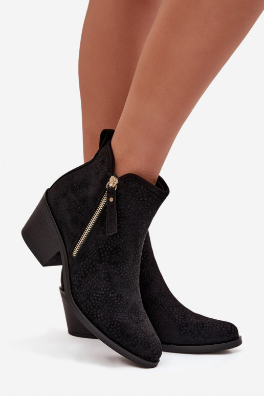 kaubojiško stiliaus aulinukai Moteriškas su kulniukais S.Barski HY52-538 juodos spalvos kaubojiško stiliaus aulinukai Moteriškas su kulniukais S.Barski HY52-538 juodos spalvos