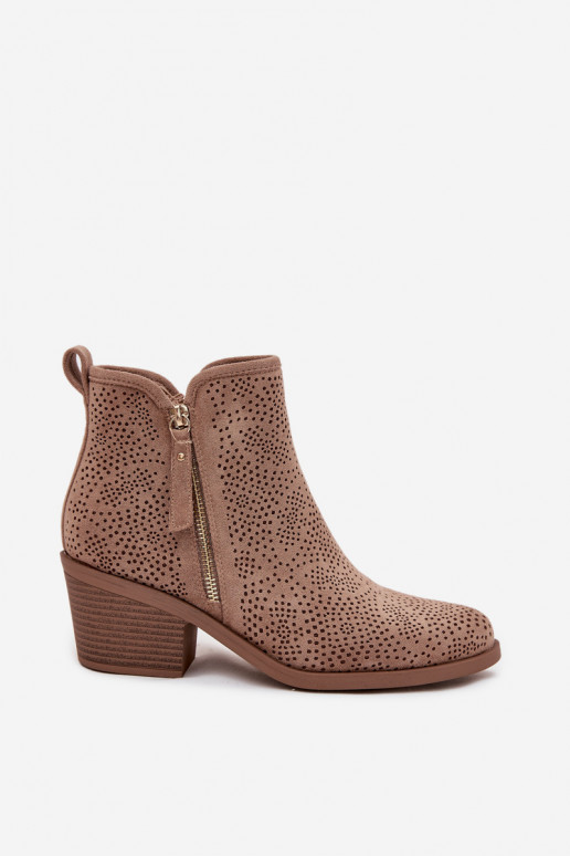 kaubojiško stiliaus aulinukai Moteriškas su kulniukais S.Barski HY52-538 smėlio spalvos