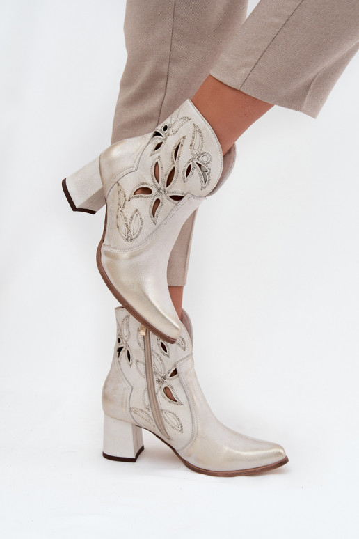 Oda su aužūro elementais Moteriški aulinukai Zazoo 3647 aukso spalvos Przecierany