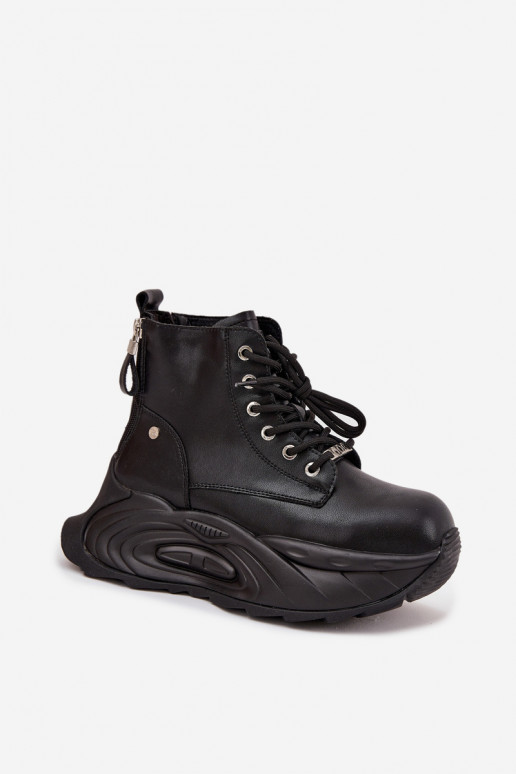 Oda pašiltinti Moteriški aulinukai su platforma GOE SS2N4301 juodos spalvos