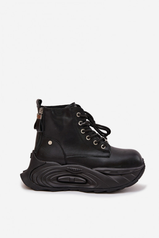 Oda pašiltinti Moteriški aulinukai su platforma GOE SS2N4301 juodos spalvos