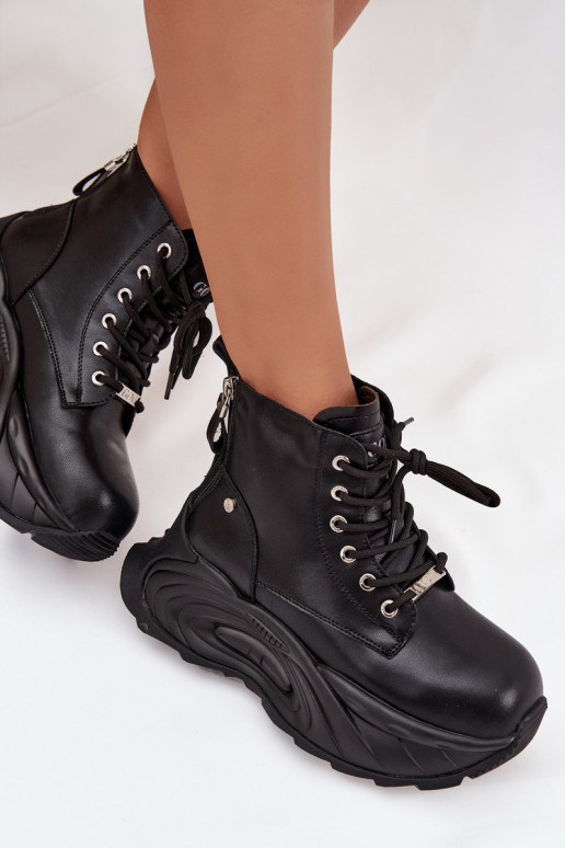 Oda pašiltinti Moteriški aulinukai su platforma GOE SS2N4301 juodos spalvos