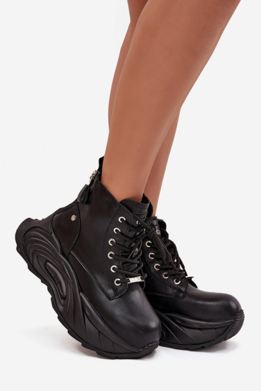 Oda pašiltinti Moteriški aulinukai su platforma GOE SS2N4301 juodos spalvos