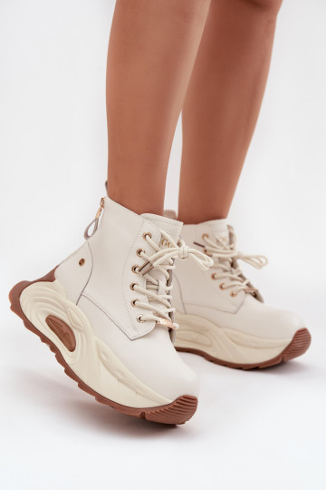 Oda pašiltinti Moteriški aulinukai su platforma GOE SS2N4300 dramblio kaulo spalvos 2