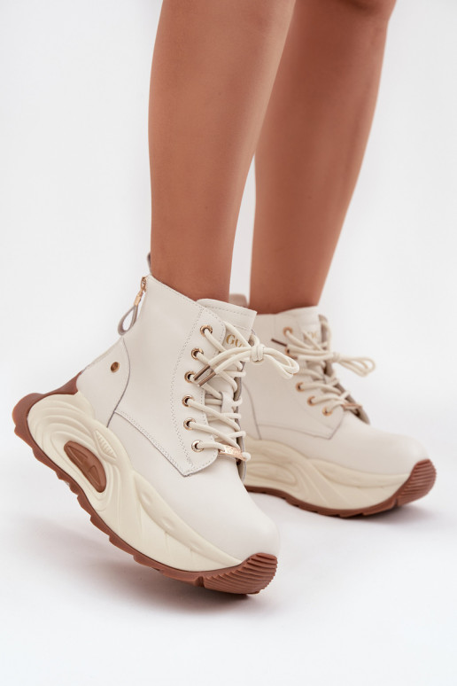 Oda pašiltinti Moteriški aulinukai su platforma GOE SS2N4300 dramblio kaulo spalvos