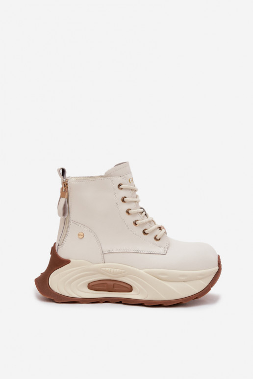 Oda pašiltinti Moteriški aulinukai su platforma GOE SS2N4300 dramblio kaulo spalvos