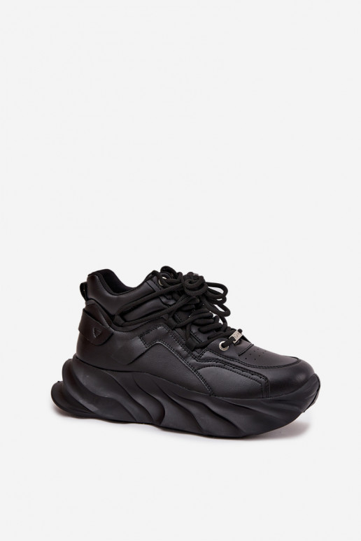 Sneakers modelio batai Moteriškas natūralios odos GOE SS2N4036 juodos spalvos