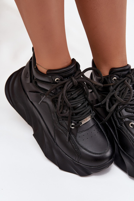 Sneakers modelio batai Moteriškas natūralios odos GOE SS2N4036 juodos spalvos