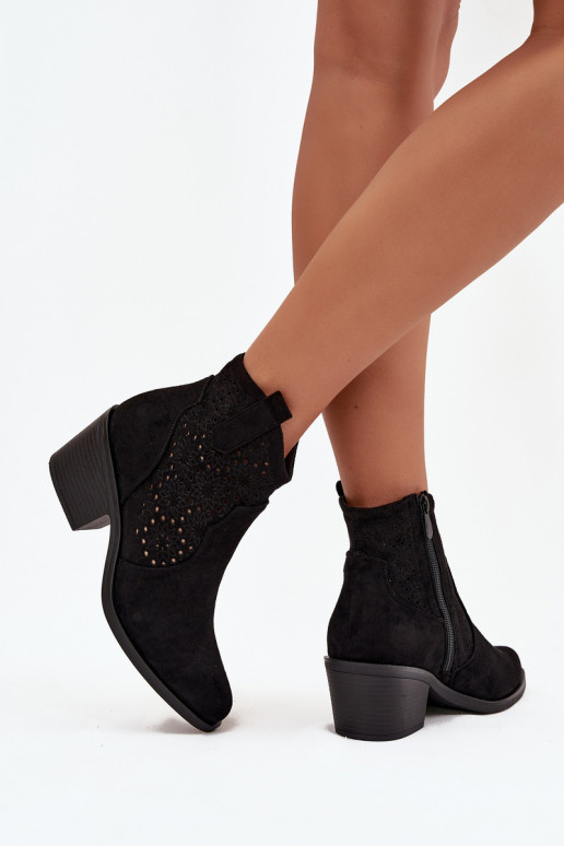 Moteriški aulinukai su aužūro elementais su kulniukais S.Barski HY52-529 juodos spalvos