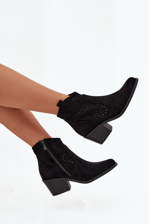 Moteriški aulinukai su aužūro elementais su kulniukais S.Barski HY52-529 juodos spalvos