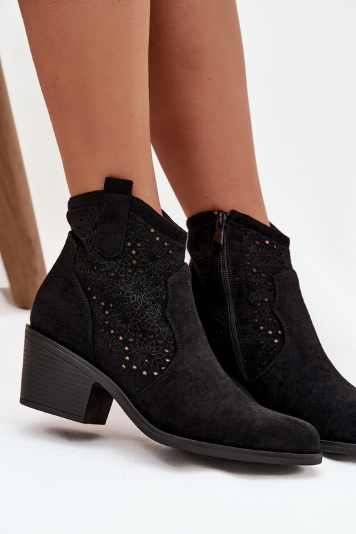 Moteriški aulinukai su aužūro elementais su kulniukais S.Barski HY52-529 juodos spalvos