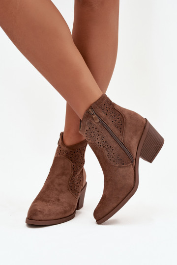 Moteriški aulinukai su aužūro elementais su kulniukais S.Barski HY52-529 rudos spalvos 2