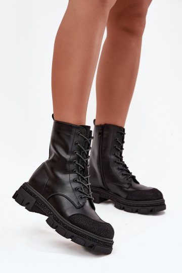 Darbiniai kulkšnies batai Moteriškas pašiltinti Su dekoracija S.Barski HY42-982 juodos spalvos 2