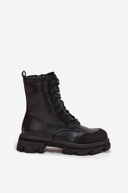 Darbiniai kulkšnies batai Moteriškas pašiltinti Su dekoracija S.Barski HY42-982 juodos spalvos