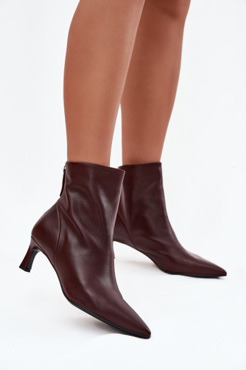 Moteriški aulinukai iš natūralios odos su kulniukais D&A CR52-661 bordo spalvos 2