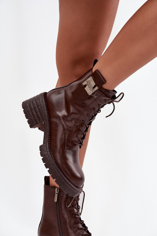 Oda Darbiniai kulkšnies batai Moteriškas Klocke Su puošniais Detalem Artiker 57C0213 rudos spalvos