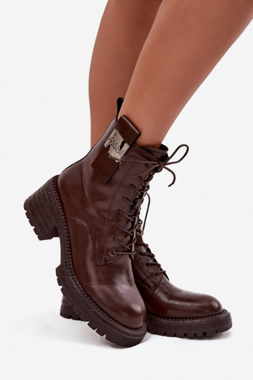 Oda Darbiniai kulkšnies batai Moteriškas Klocke Su puošniais Detalem Artiker 57C0213 rudos spalvos