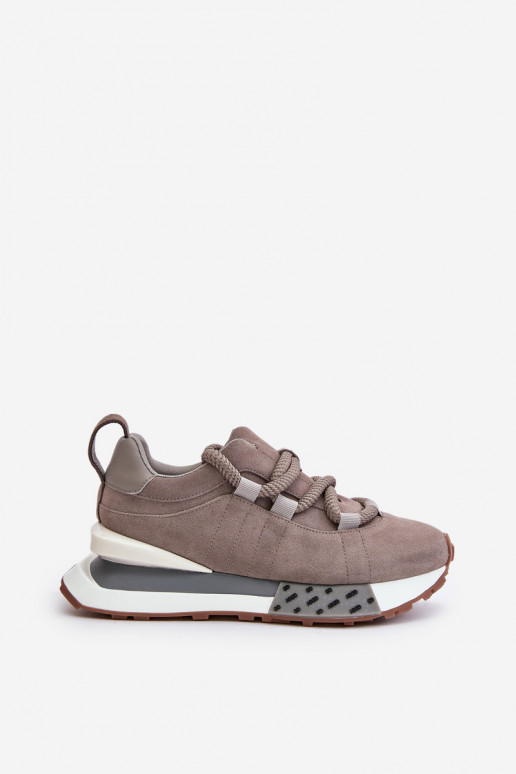 iš zomšos Sneakers modelio batai Moteriškas su platformasuGrubym Suvarstymasm Artiker 54C1463 pilkos spalvos