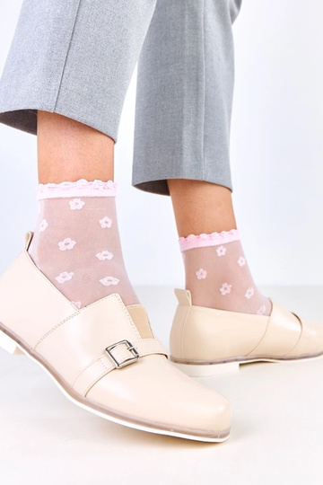 Smėlio spalvos moteriški pusauliniai su odiniu vidpadžiu, Klensi