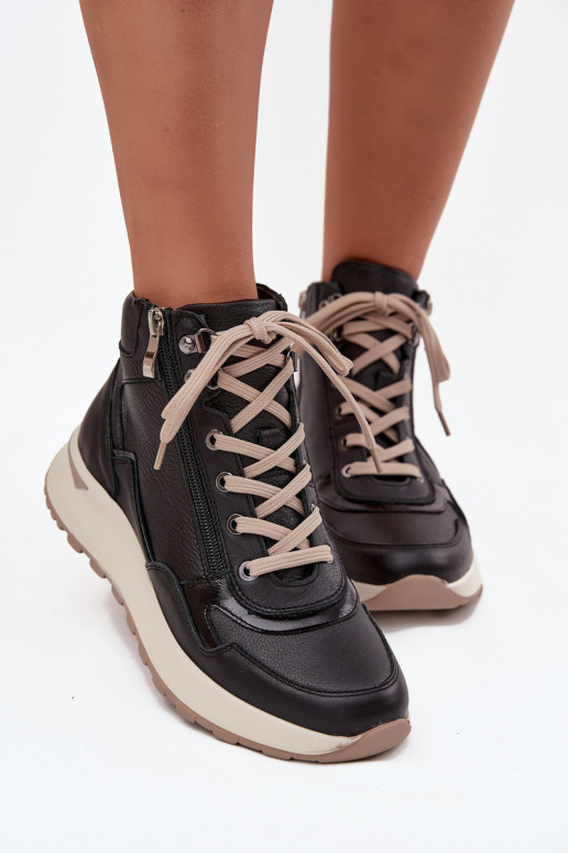 Aulinukai Sportinio stiliaus Moteriškas su platformasuĮjungtaturalnej Skóry Zazoo Z1239 juodos spalvos